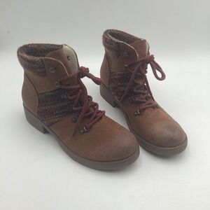 Mossimo Supply Co Women's Brown Faux Suede Knit Collar Ankle Boots Size 11